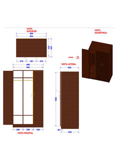 GABINETE CLOSET 3 PUERTAS ABATIBLES 90X55X170